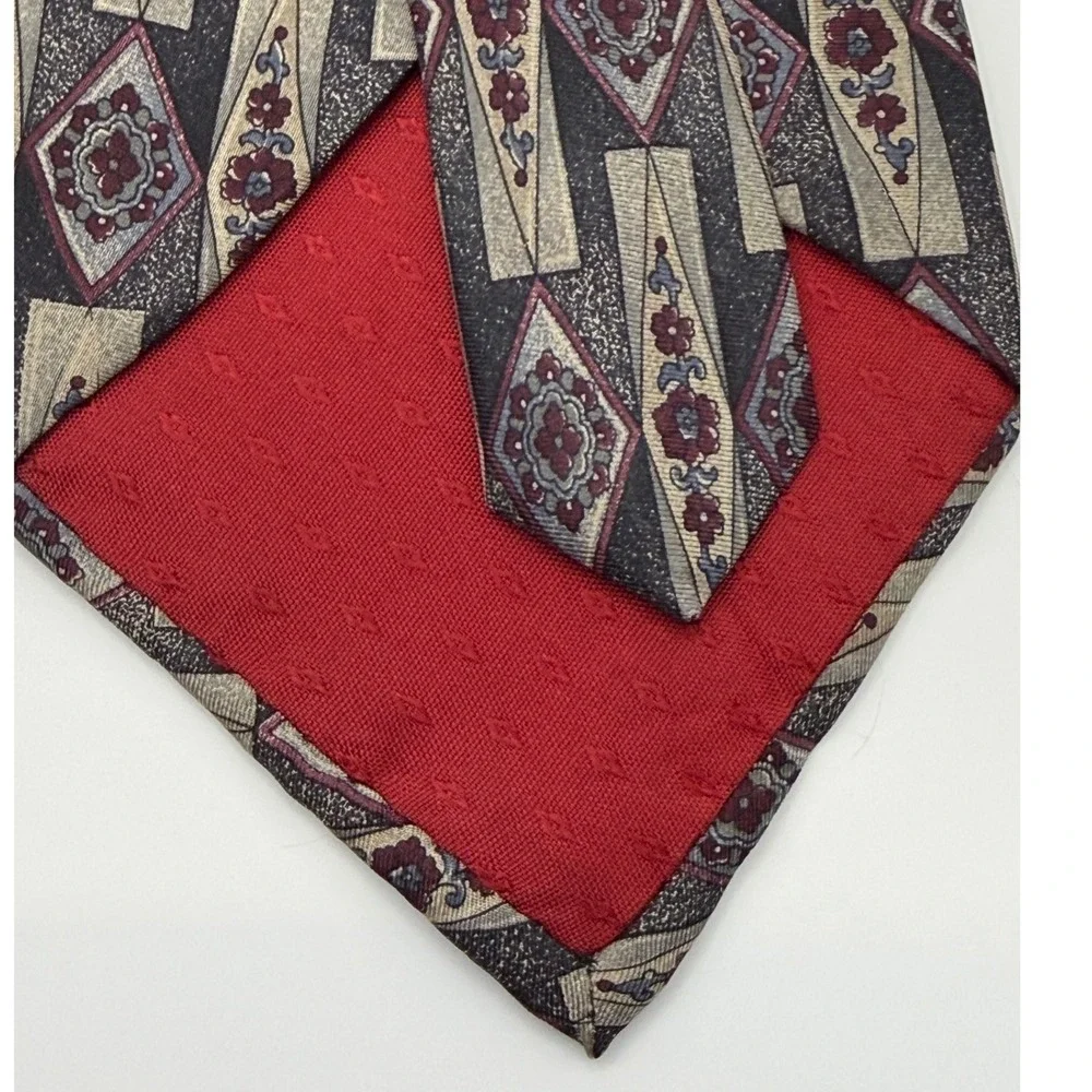 Preferred Stock Silk Tie OS Geometric Floral Dark Academia Grandpacore Vintage